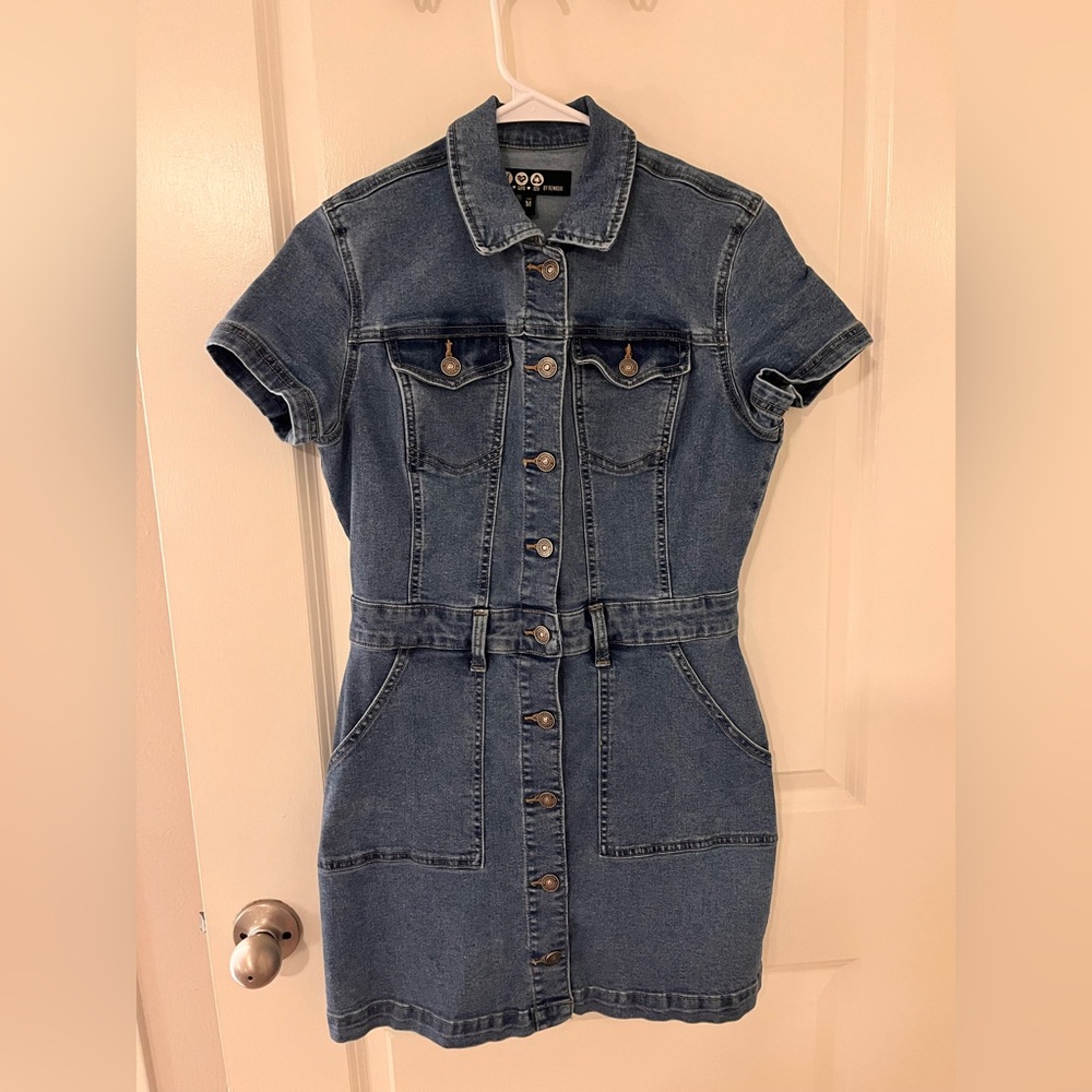 Rewash Denim Button-Up Dress